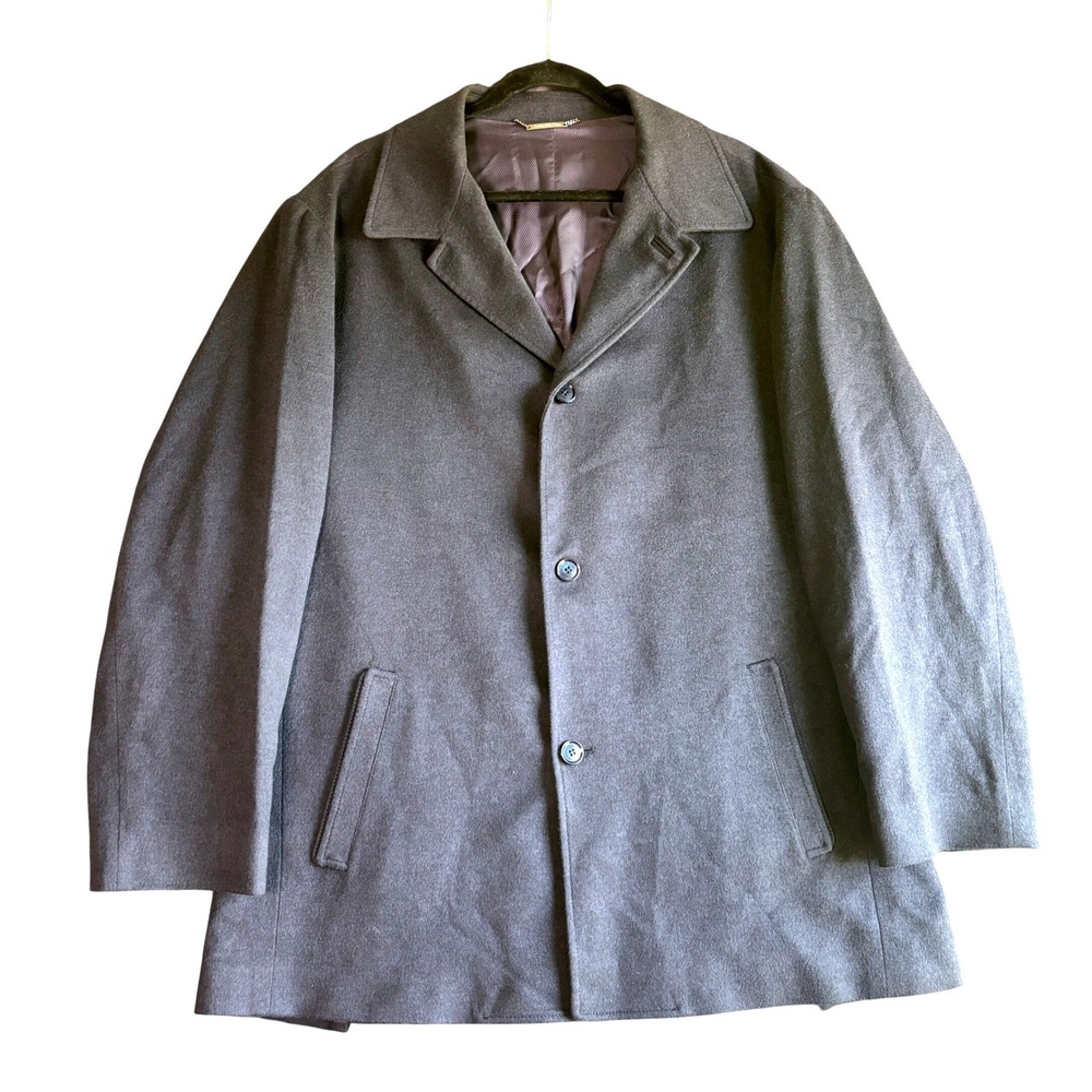 Ermenegildo Zegna Mens Wool Silk Car Coat Luxury Minimalist Fits XL Navy/Gray